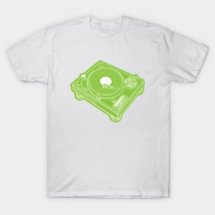 Turntable (White Lines + Yellow Green Drop Shadow) Analog / Music T-Shirt